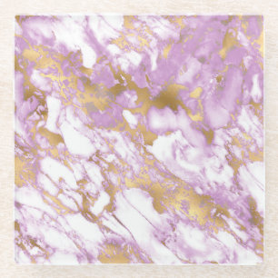 Posavasos De Vidrio Mármol Moderno de Color Purpura Claro, Blanco y Do