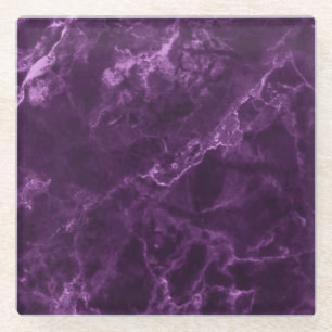 Posavasos De Vidrio Mármol morado oscuro: textura lujosa.