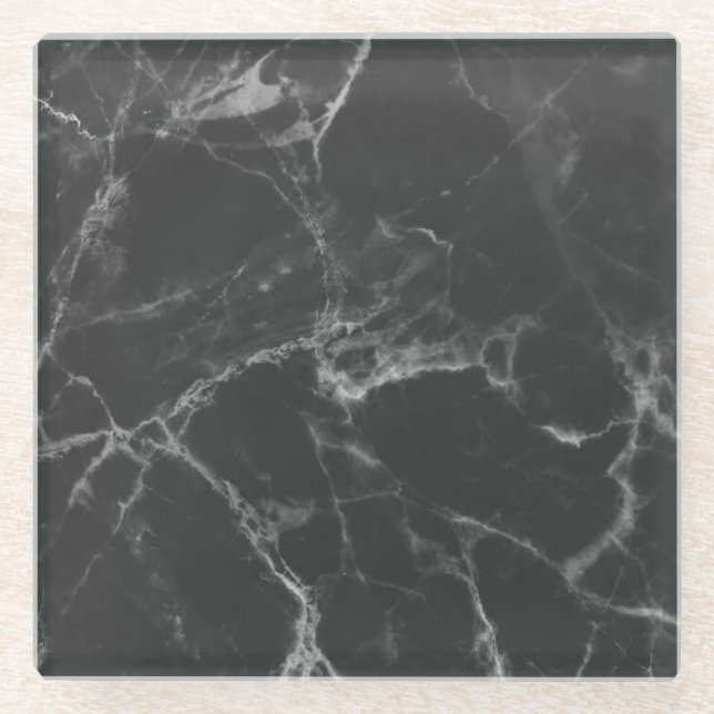 Posavasos De Vidrio Mármol negro (Anverso)