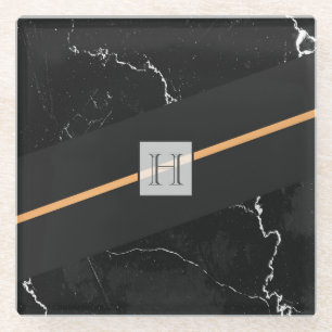 Posavasos De Vidrio Mármol negro