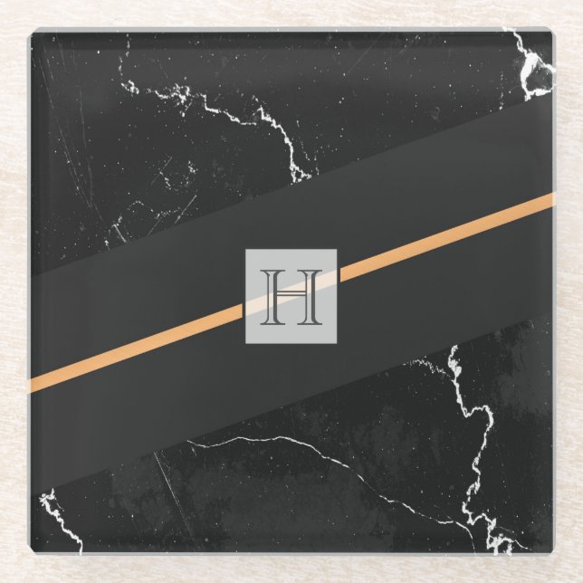 Posavasos De Vidrio Mármol negro (Anverso)