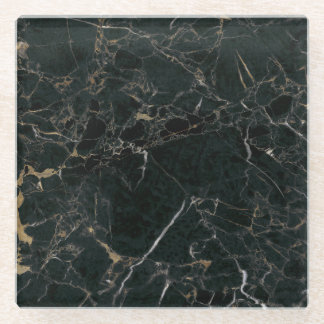 Posavasos De Vidrio Mármol negro elegante: fondo texturado