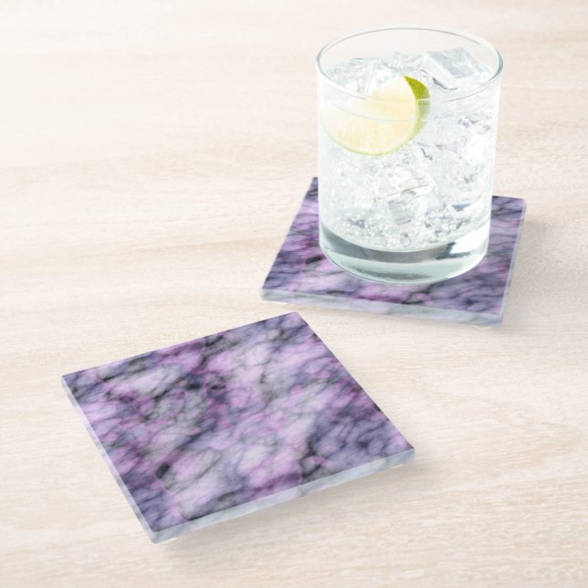 Posavasos De Vidrio Mármol púrpura (Angular)