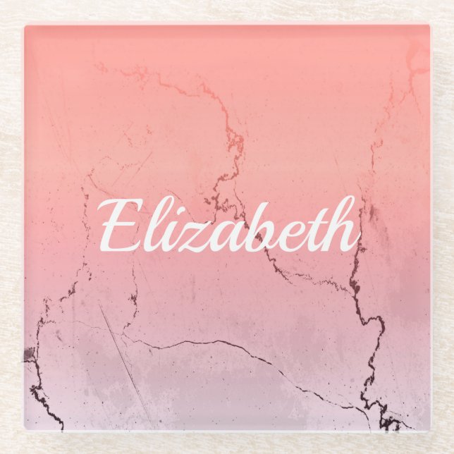 Posavasos De Vidrio Mármol rosa (Anverso)