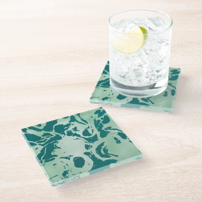 Posavasos De Vidrio Mármol verde (Angular)