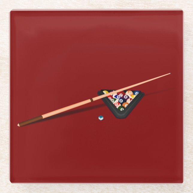 Posavasos De Vidrio Maroon Billiard Table (Anverso)