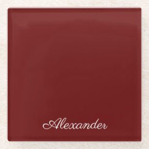 Posavasos De Vidrio Maroon Burgundy Rust Rojo Sólido color