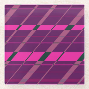 Posavasos De Vidrio Maroon Rosa Negro Resumen Geométrico Diversión Fun