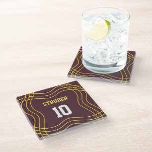 Posavasos de vidrio marrón y amarillo inspirado en