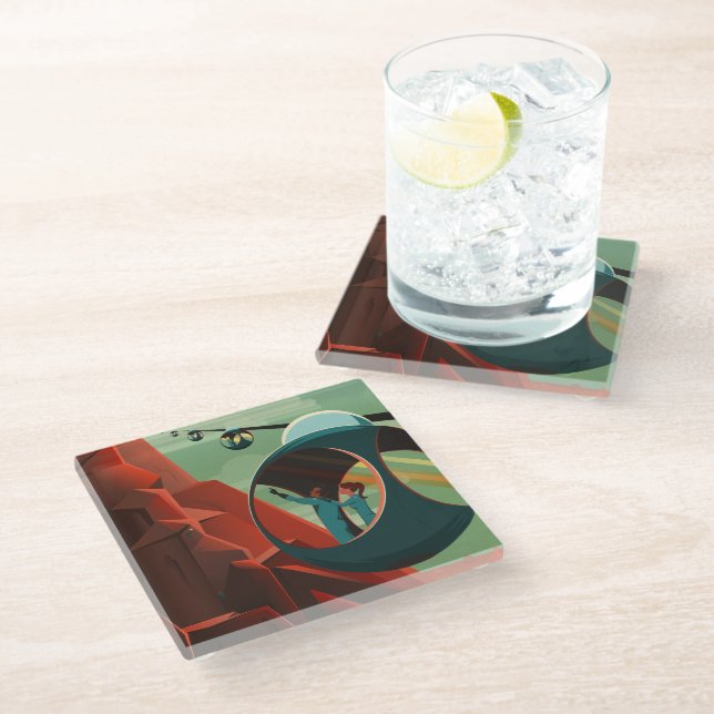 Posavasos De Vidrio Marte Olympus Mons Sistema Solar Volcán Más Alto (Angular)