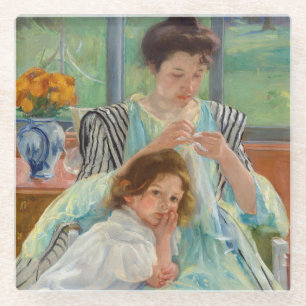 Posavasos De Vidrio Mary Cassatt - Joven Madre Cosiedo