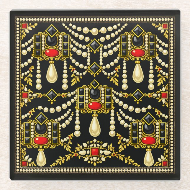 Posavasos De Vidrio Mary Queen of Scots Jewells Inspired Design  (Anverso)