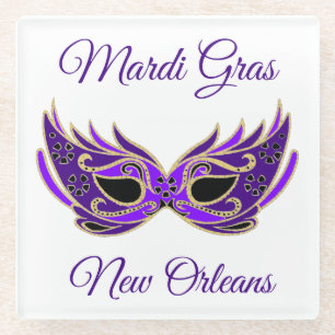 Posavasos De Vidrio Máscara de Mardi Gras Nueva Orleans
