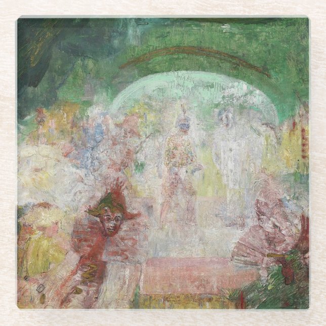 Posavasos De Vidrio Mascarada de James Ensor (1889) (Anverso)