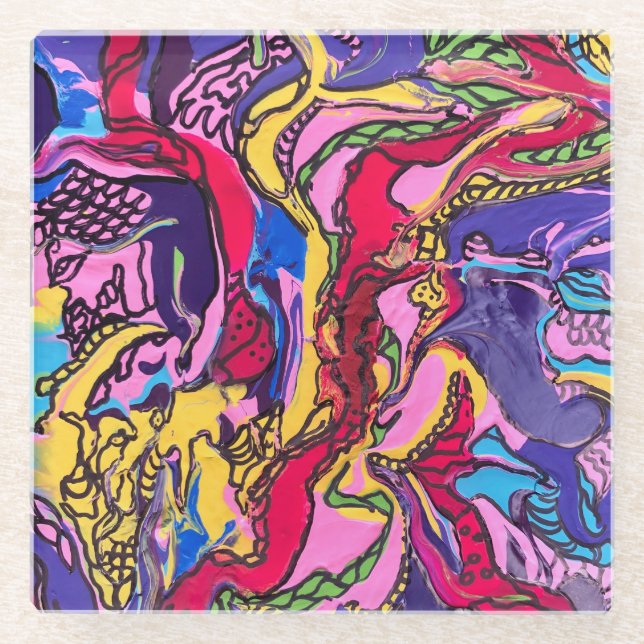 Posavasos De Vidrio Máscaras impresas de vidrio para "Fiebre de la Sel (Anverso)