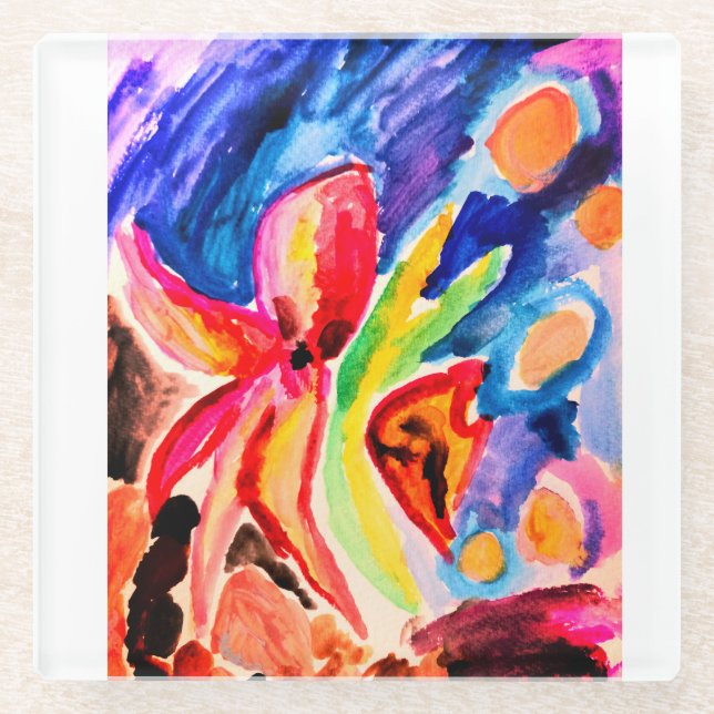 Posavasos De Vidrio Matraz envuelto de vinilo (Anverso)