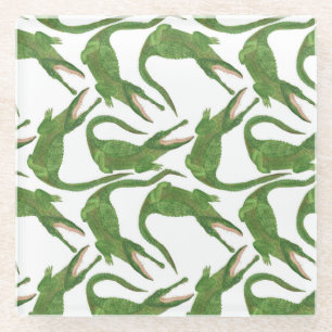 Posavasos De Vidrio Matriz de agua blanca de cocodrilo