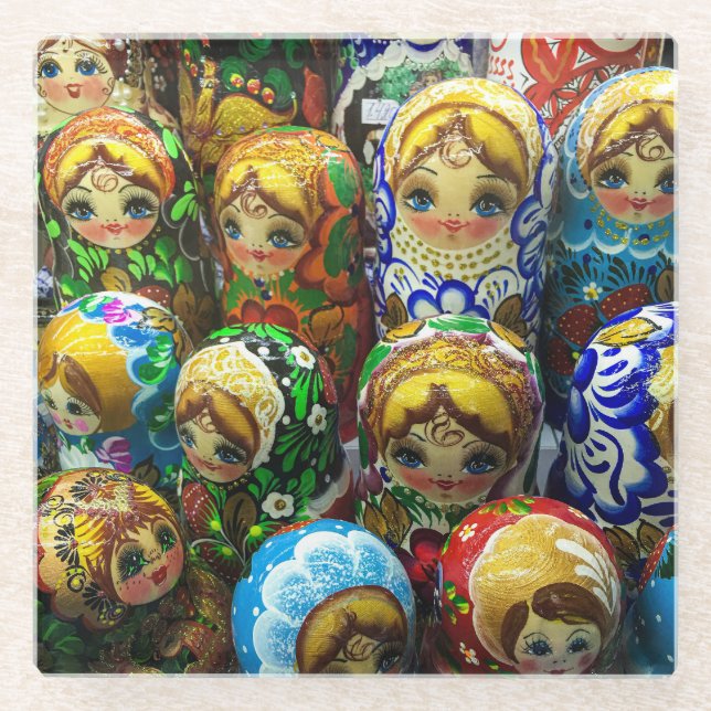 Posavasos De Vidrio Matryoshka Dolls Souvenir Kiosk Foto de viaje (Anverso)