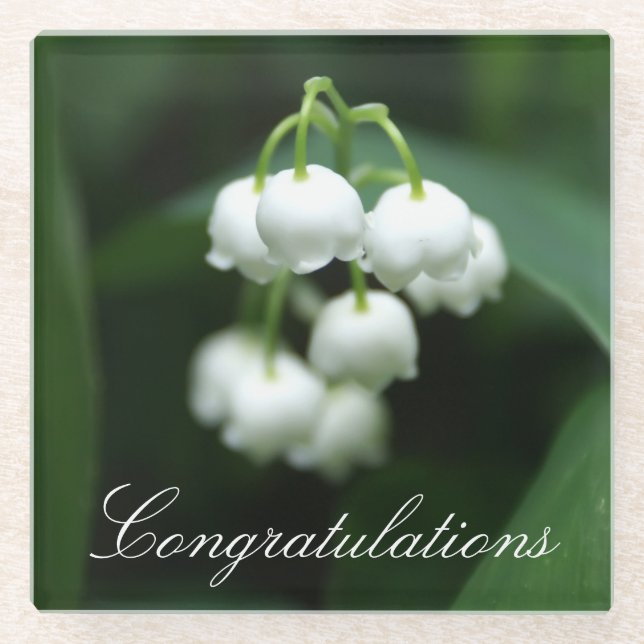 Posavasos De Vidrio Mayo de lirios blancos (Anverso)