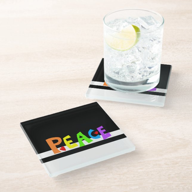 Posavasos De Vidrio MAZIPOODLES Peace Rainbow (Angular)