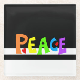 Posavasos De Vidrio MAZIPOODLES Peace Rainbow