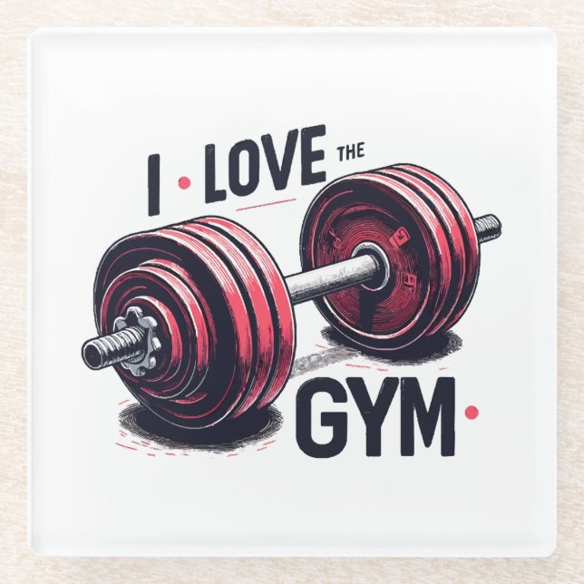Posavasos De Vidrio Me encanta el gimnasio (Anverso)