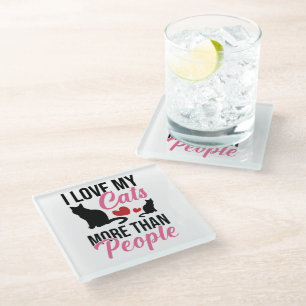 Posavasos De Vidrio Me Encantan Más Mis Gatos Que Los Amantes De Gatit