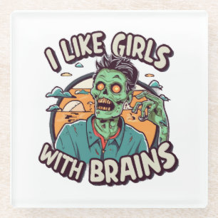 Posavasos De Vidrio Me gustan las chicas con cerebro