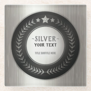 Posavasos De Vidrio MEDALLA DE PLATA Campeón IMPRESIÓN PERSONALIZADA e