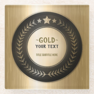 Posavasos De Vidrio MEDALLA Dorada #1 Campeón IMPRESIÓN PERSONALIZADA 
