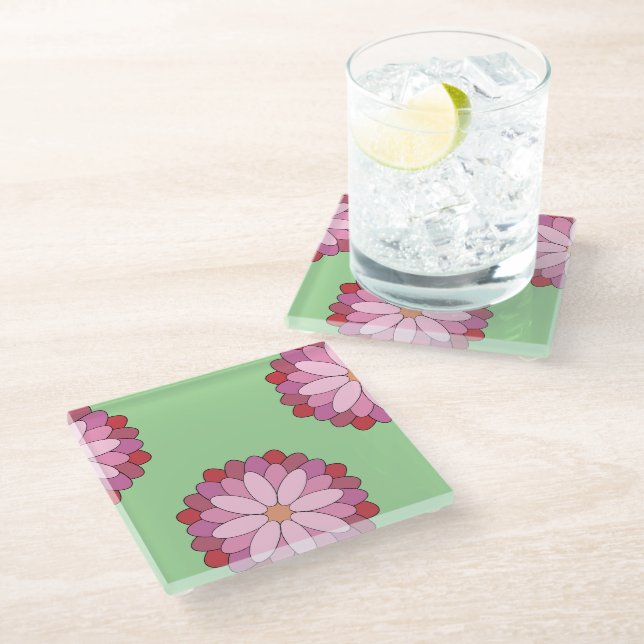 Posavasos De Vidrio Medallero asiático pastel rosado (Angular)