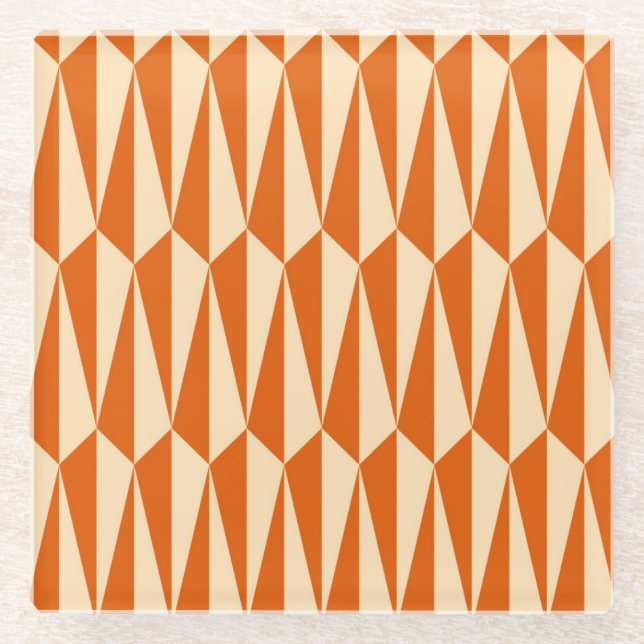 Posavasos De Vidrio Mediados de siglo geométricos, sombras del naranja (Anverso)