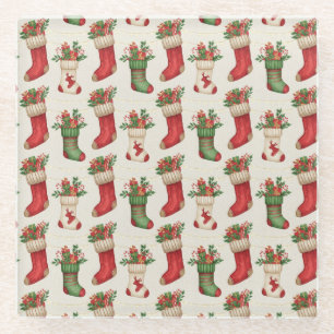 Posavasos De Vidrio Medias de Navidad Patrón Continuo