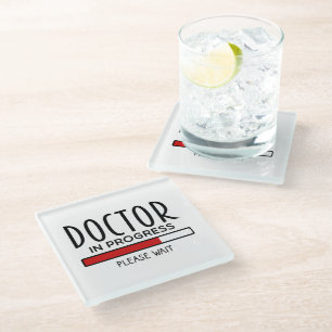 Posavasos De Vidrio Médico Divertido En Progreso Estudiante De Faculta