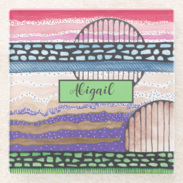 Posavasos De Vidrio Medios mixtos, rosa profundo, abstracto moderno, t