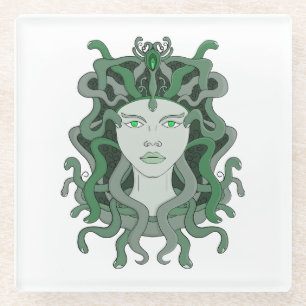 Posavasos De Vidrio Medusa Gorgo Serpiente Gorgona Monstruo Mitología 