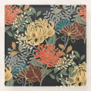 Posavasos De Vidrio Mehndi Tracery Tile: Diseño étnico sin problemas