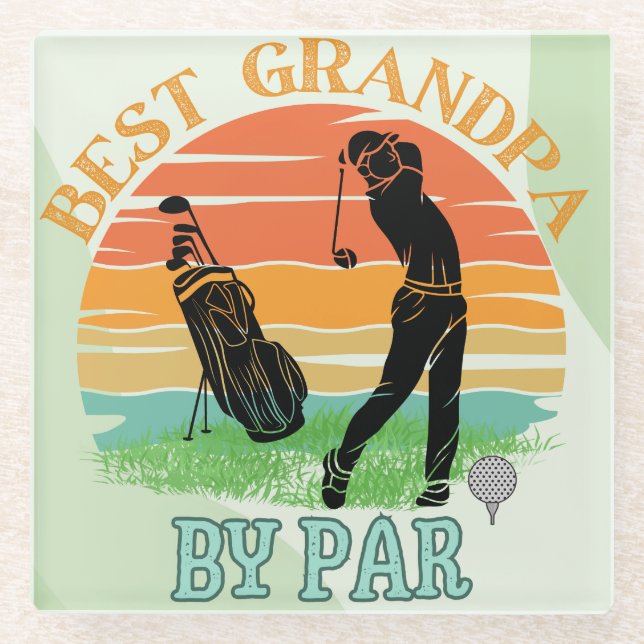 Posavasos De Vidrio Mejor Abuelo De Par Golf Sunset (Anverso)