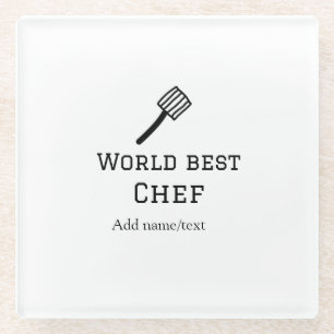 Posavasos De Vidrio Mejor chef del mundo añadir nombre de la cocina de