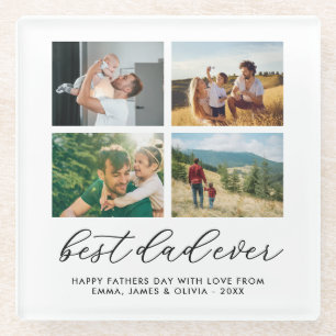 Posavasos De Vidrio Mejor Collage de fotos Personalizado de papá