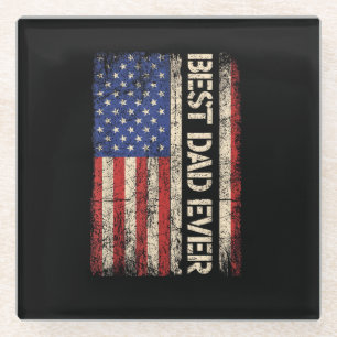 Posavasos De Vidrio Mejor Papá del Mundo Regalos de la Bandera America