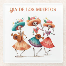 Posavasos De Vidrio Melodía de los Muertos Bailando, personalizada
