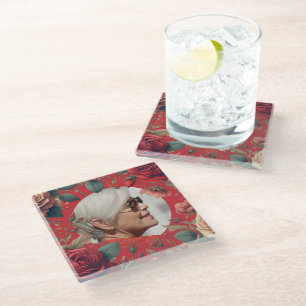 Posavasos De Vidrio Memorial FOTOGRÁFICO DE Rosas Rojas Mantener Senti