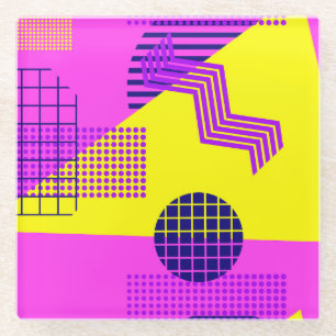 Posavasos De Vidrio Memphis Ochenta: Fondo de formas geométricas