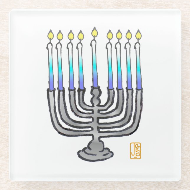 Posavasos De Vidrio Menorah Giftable (Anverso)