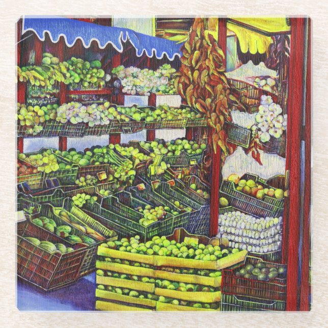 Posavasos De Vidrio Mercado de Eddie, Hungría (Anverso)