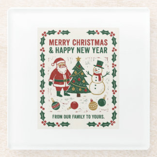 Posavasos De Vidrio Merry Christmas and a Happy New Year