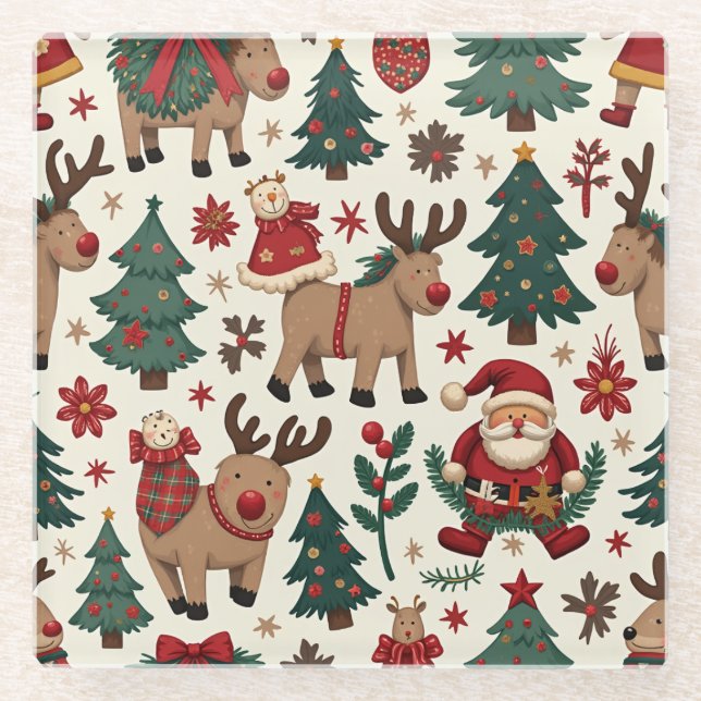 Posavasos De Vidrio Merry Christmas Coaster (Anverso)