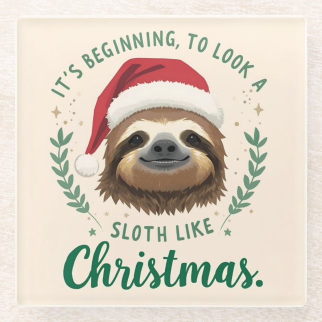 Posavasos De Vidrio Merry Slothmas, Christmas Coaster (Anverso)