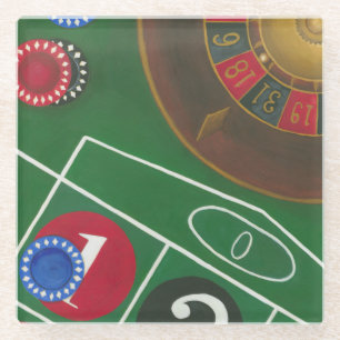 Posavasos De Vidrio Mesa de ruleta con chuletas y ruedas
